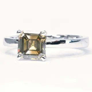 1.21 ct Natural Fancy Deep Yellowish Gray VS2 - 14 karaat Witgoud - Ring - 1.21 ct Diamant - Geen minimumprijs