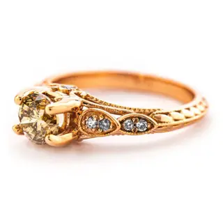 1.06 tcw Diamond Ring - 14 karaat Rosé goud - Ring - 0.95 ct Diamant - Diamanten van 0,11 ct - geen minimumprijs