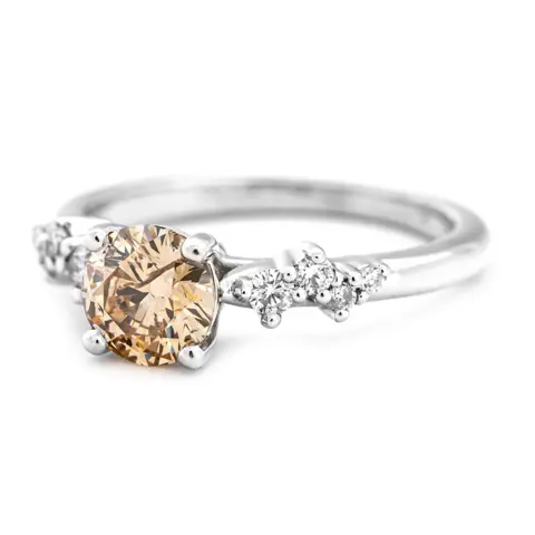 1.16 tcw Diamond Ring - 14 karaat Witgoud - Ring - 1.01 ct Diamant - Diamanten van 0,15 ct - geen minimumprijs