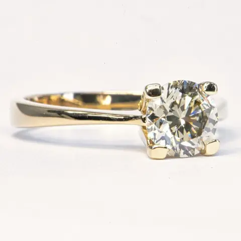 1.25 ct Natural Fancy Yellowish Gray SI1 - 14 karaat Geel goud - Ring - 1.25 ct Diamant - Geen minimumprijs