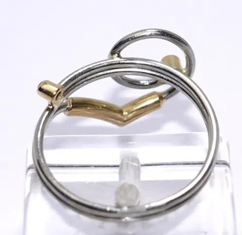 HANDCRAFTED - 18 karaat Geel goud, Platina - Ring - 0.02 ct Diamant