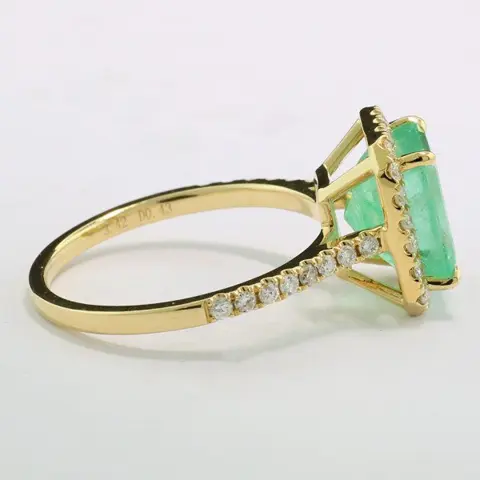 1 Smaragd 3,42 carat + Diamanten No Reserve Price - 18 karaat Geel goud - Ring - 3.42 ct Smaragd - Diamanten