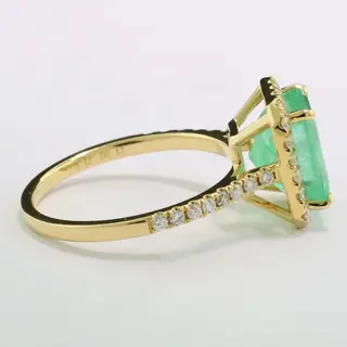 1 Smaragd 3,42 carat + Diamanten No Reserve Price - 18 karaat Geel goud - Ring - 3.42 ct Smaragd - Diamanten