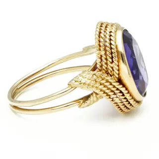 18 karaat Goud - Ring - 4.89 ct Saffier