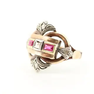 19.2 karaat Goud - Ring - 0.18 ct Saffier - Diamanten