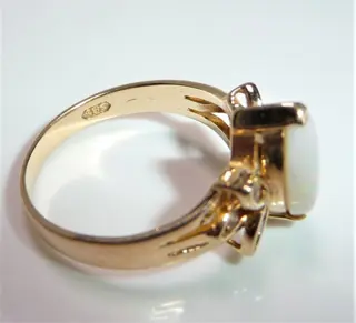 14 karaat Geel goud - Ring - 1.20 ct Opaal - diamanten/briljant geslepen