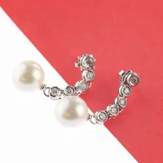 Intini Jewels - 18 karaat Goud, Witgoud - Oorbellen - 1.10 ct Diamant - Parels