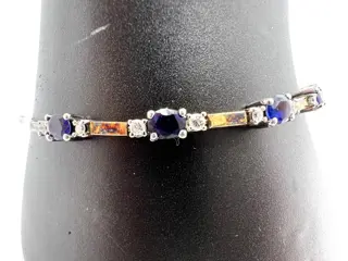 NO RESERVE - 18 karaat Geel goud, Witgoud - Armband - 1.25 ct Saffier - Diamanten