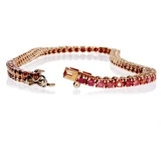 3.24 Ct VS Round Diamond Bracelet - 14 karaat Rosé goud - Armband - Kleur behandeld Diamant