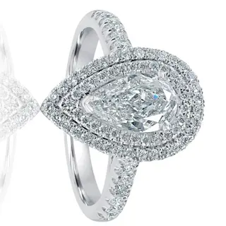 GIA certified 1.43CTW diamonds I/SI1 Pear cut 0.55CT center stone and 0.88CT VS clarity side stones - 18 karaat Witgoud - Ring Diamant