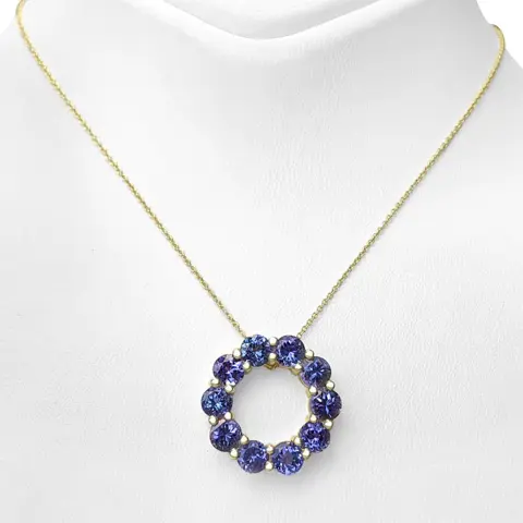 4.10 Carat Tanzanite - 14 karaat Geel goud - Collier met hanger - GEEN RESERVE