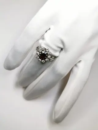 NO RESERVE - 18 karaat Goud - Ring - 1.06 ct Granaat - Diamanten