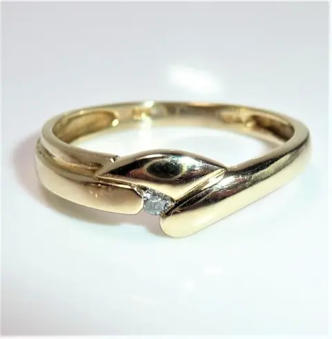 No Reserve - Marken-Punze - 14 karaat Geel goud - Ring - 0.03 ct Diamant - Briljant gesneden