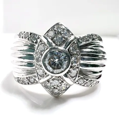 18 karaat Witgoud - Ring - 0.56 ct Diamant - Briljant geslepen - grote maat 67