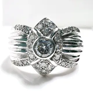 18 karaat Witgoud - Ring - 0.56 ct Diamant - Briljant geslepen - grote maat 67