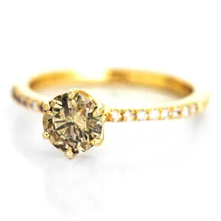 0.82 tcw Diamond Ring - 14 karaat Geel goud - Ring - 0.72 ct Diamant - Diamanten van 0,10 ct - geen minimumprijs