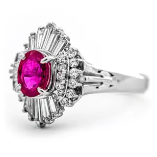 1.58 tcw Ruby Ring Platina - Ring - 1.04 ct Robijn - Diamanten van 0,54 ct - geen minimumprijs