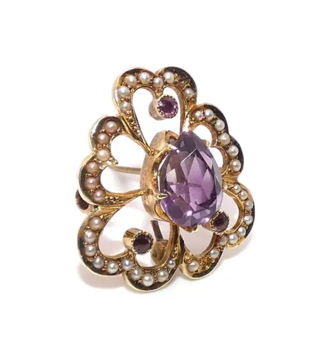 14 karaat Goud - Broche Amethist