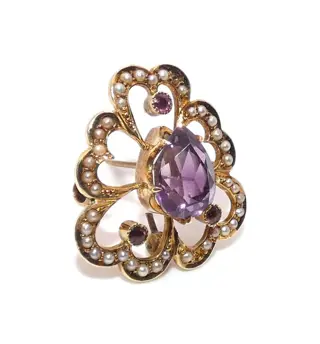 14 karaat Goud - Broche Amethist