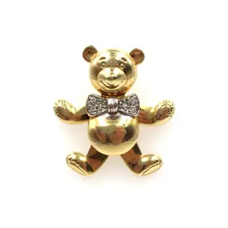 2.8cm - Teddy Bär - 14 karaat Geel goud - Hanger - 0.13 ct Diamant - getest