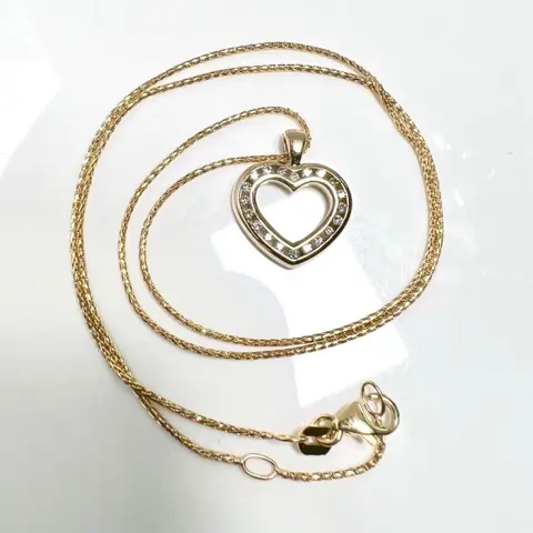 Moncara - Herz-Anhänger - 14 karaat Geel goud - Collier met hanger - 0.40 ct Diamant - briljant geslepen