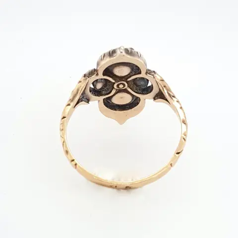 14 karaat Geel goud, Zilver - Ring Diamanten - 24 roosgeslepen diamanten