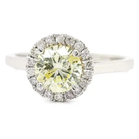 1.22ct tcw Fancy and Pink Diamond Ring - 14 karaat Witgoud - Ring - ***Geen minimumprijs***