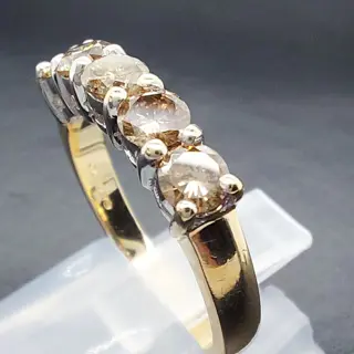 Vintage Eternity - 9 kt. Geel goud - Ring - 1.00 ct - Fancy bruine diamanten