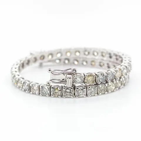 No reserve price - 7.61 tcw - 14 karaat Witgoud - Armband Diamant
