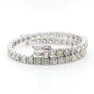 No reserve price - 7.61 tcw - 14 karaat Witgoud - Armband Diamant