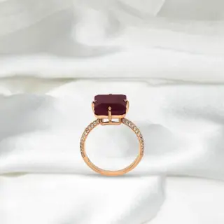 No Reserve Price-8.76 Ct Natural No Heated Ruby& 0.36 Ct Diamonds - 14 karaat Rosé goud - Ring Robijn - Diamanten, IGI gecertificeerd