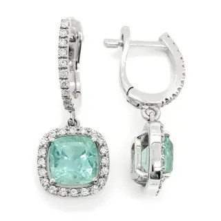 IGI Certified 3.89ct Emerald and Diamond Earrings - 18 karaat Witgoud - Oorbellen - ***Geen minimumprijs***