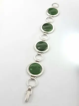Vintage Zilver -Green JadeArmband - 835 Zilver - Armband