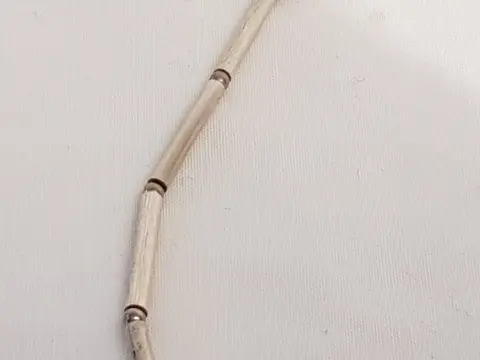 Zilveren strak design collier gladde langwerpige schakels, 1e gehalte zilver. - 925 Zilver - Halsketting