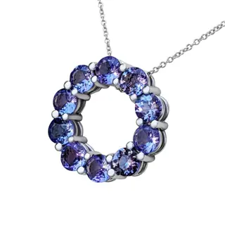 6.70 Carat Tanzanite - 14 karaat Witgoud - Collier met hanger - GEEN RESERVE