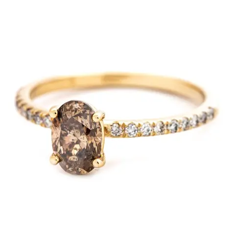 1.18 tcw Diamond Ring - 14 karaat Geel goud - Ring - 1.00 ct Diamant - Diamanten van 0,18 ct - geen minimumprijs