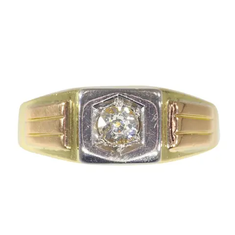 18 karaat Geel goud - Ring - 0.29 ct Diamant - Vintage jaren 50, gratis formaat wijzigen*