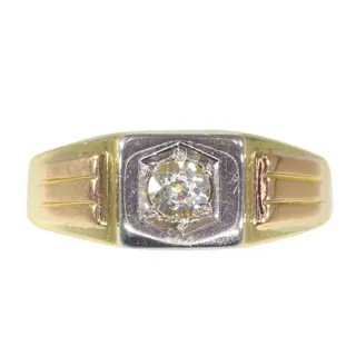 18 karaat Geel goud - Ring - 0.29 ct Diamant - Vintage jaren 50, gratis formaat wijzigen*