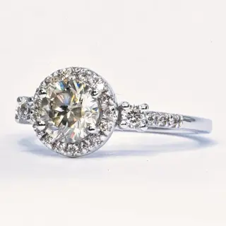 1.30 ct Light Yellowish Gray SI2 - 14 karaat Witgoud - Ring - 1.02 ct Diamant - Diamanten, Geen minimumprijs
