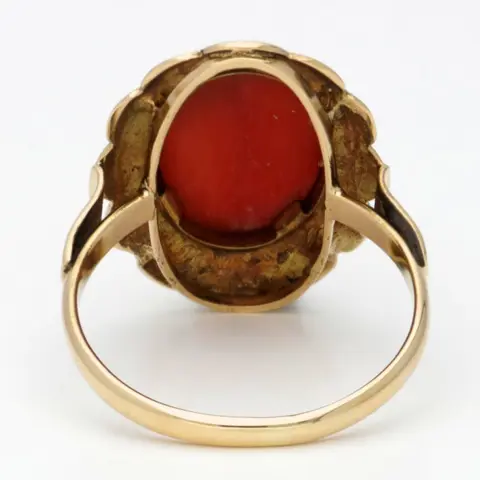 No Reserve - 14 karaat Goud - Ring - 2.37 ct Bloedkoraal