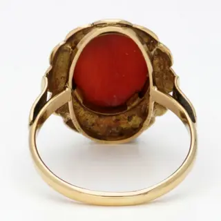 No Reserve - 14 karaat Goud - Ring - 2.37 ct Bloedkoraal