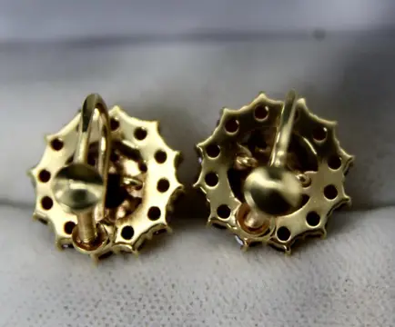 Handmade early Bohemia - 18 karaat Geel goud, Zilver - Oorbellen - 3.56 ct - oude roos geslepen Boheemse Granaten - schroefsloten