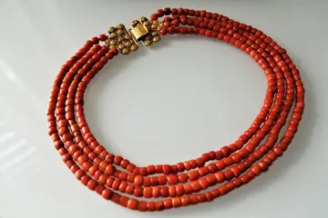 14 karaat Geel goud - Halsketting Bloedkoraal - bloedkoraal