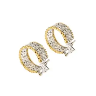 18 karaat Geel goud, Witgoud - Oorbellen - 1.18 ct Diamanten