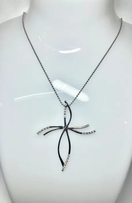 UnoAErre - 18 karaat Witgoud - Collier met hanger, Halsketting - 0.31 ct Diamant