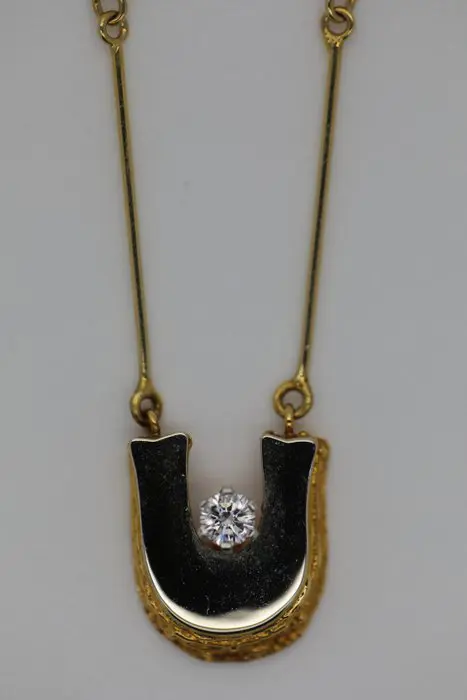Lapponia - 18 karaat Goud, Platina - Collier met hanger - 0.10 ct Diamant