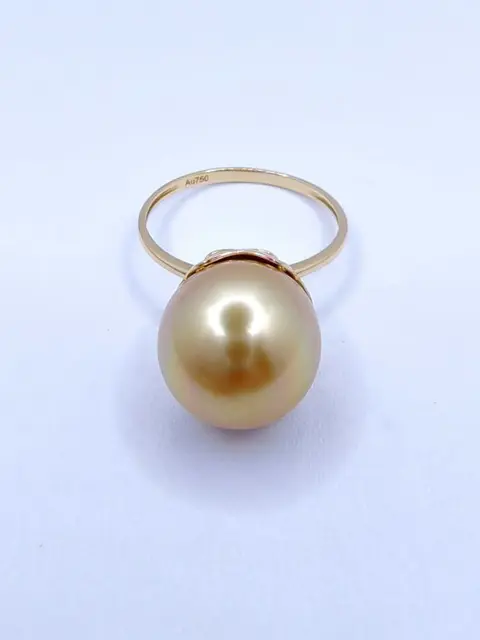 18 karaat Geel goud - Ring Gouden Zuidzee parel - 12 mm x 13,1 mm