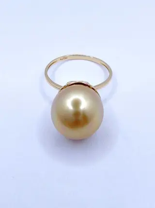 18 karaat Geel goud - Ring Gouden Zuidzee parel - 12 mm x 13,1 mm