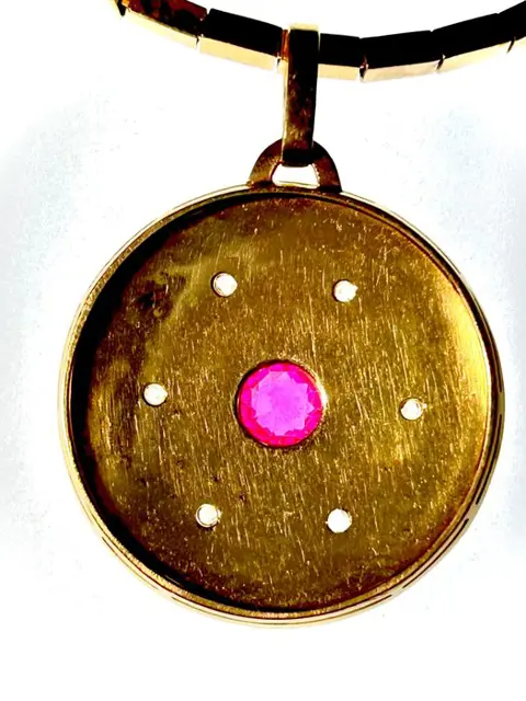 18 karaat Geel goud - Collier met hanger Robijn - Diamanten