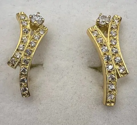 NO RESERVE PRICE - 18 karaat Geel goud - Oorbellen - 0.14 ct Diamant